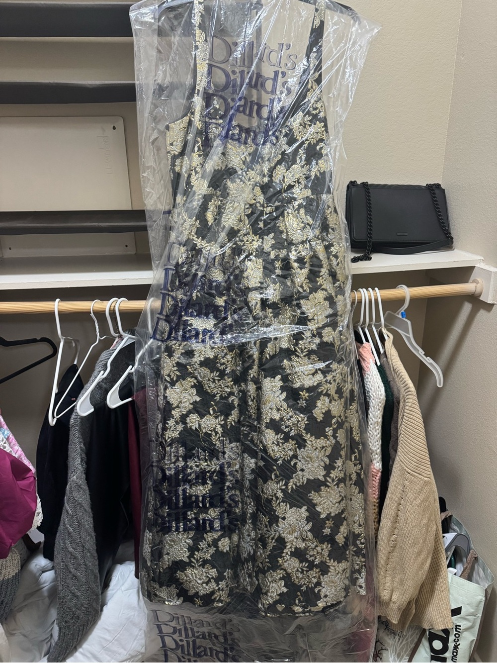 ANTONIO MELANI Black and Gold Floral Brocade Midi Dress - Picture 2 of 5